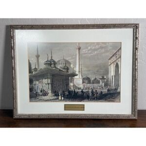 Fountain of III Ahmet and St Sophia Istanbul Framed Engraving W Bartlett 1838